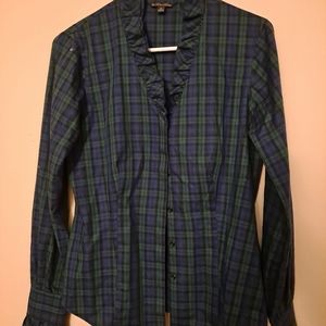 Brooks Brothers navy and green button up.